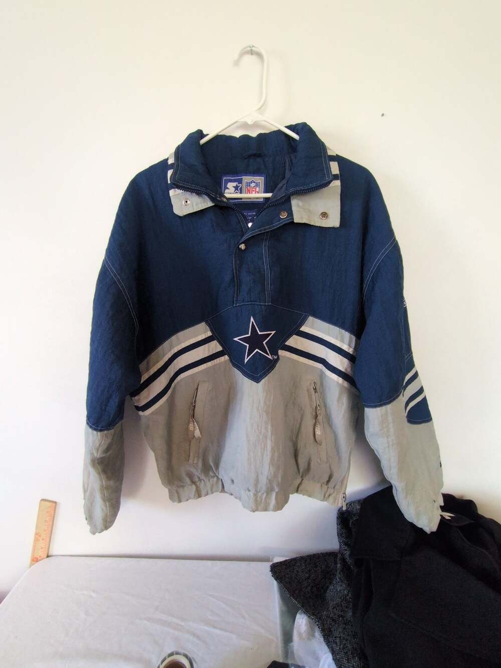 Vintage Starter NFL Dallas Cowboys Quarter Zip Windbreaker Jacket Size S